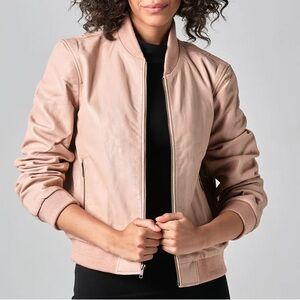Wanderers Travel Co. Women’s Leather Bolzano Bomber in Blush Size AU 10/Medium